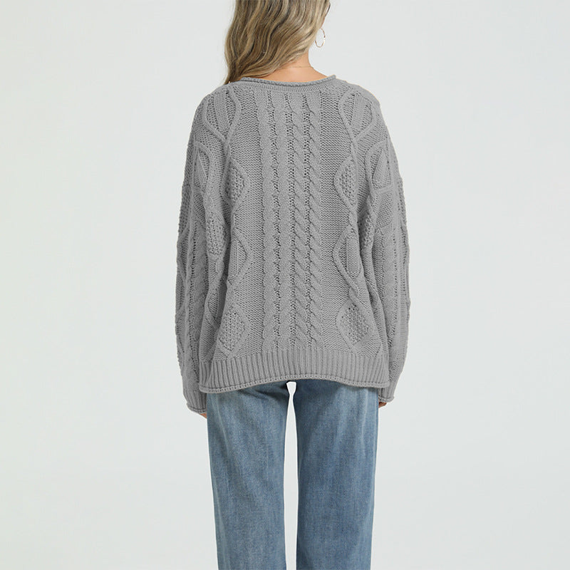 Women's Oversized Chunky Cable Knit Button Up Cardigan