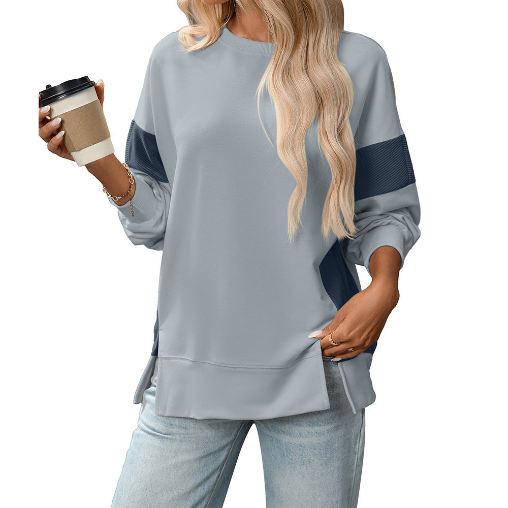 Colorblock Crewneck Long Sleeve Pullover Sweatshirt Women