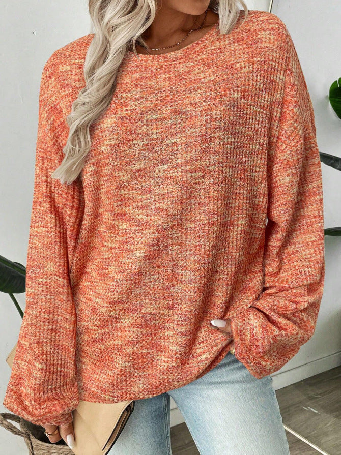 Women's Oversized Waffle Knit Ombre Long Sleeve Top