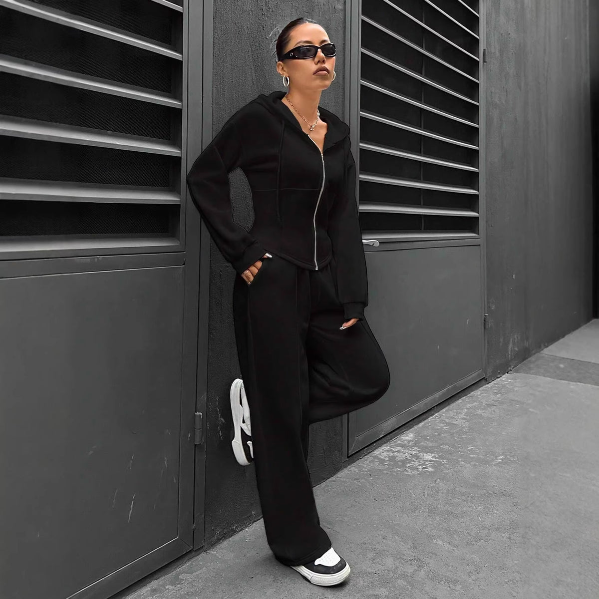 Women's Two Piece Zip Hoodie and Pants Lounge Set