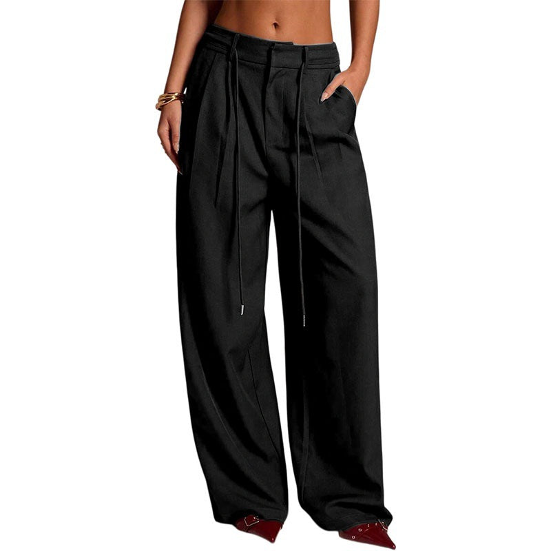 Women's High Waist Tie Wide Leg Dress Pants