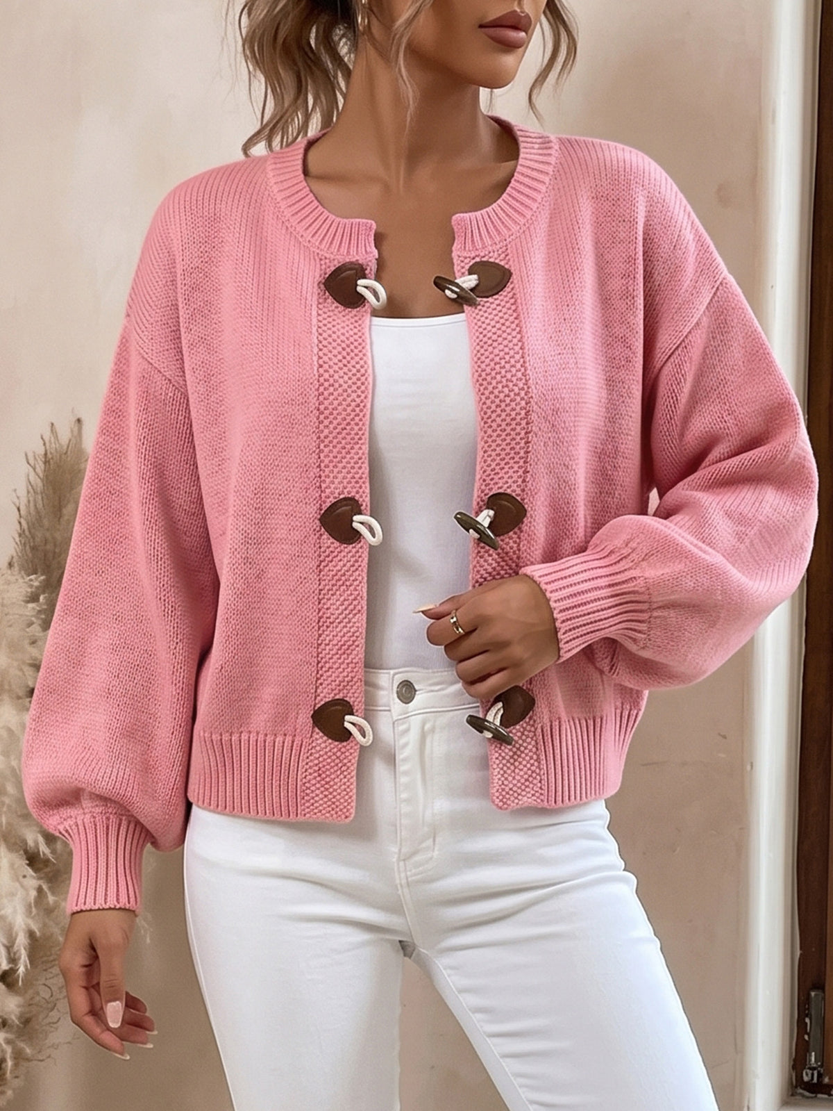 Women's Toggle Button Chunky Knit Cardigan Sweater