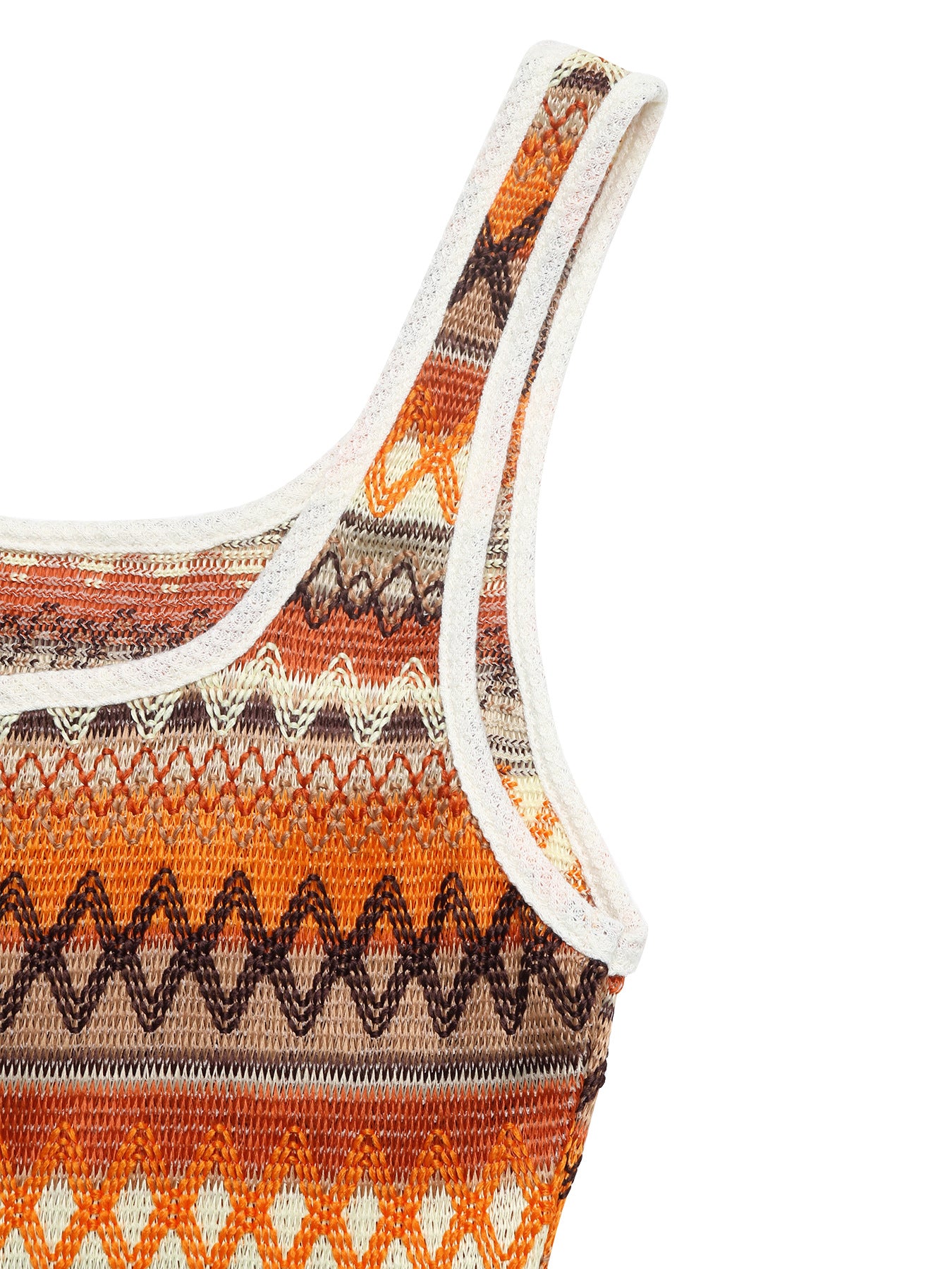 Boho Knit Top Colorblock Sleeveless Casual Playsuit