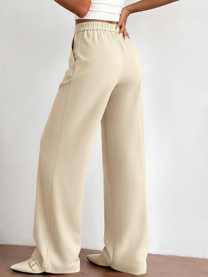 Women's High Waisted Wide Leg Dress Pants with Pockets