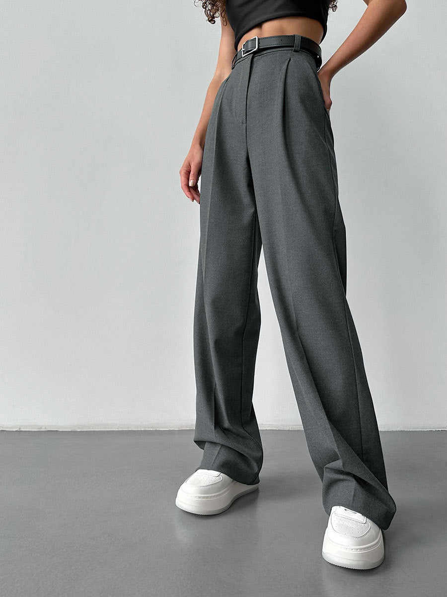 High Waist Straight Leg Dress Pants for Women