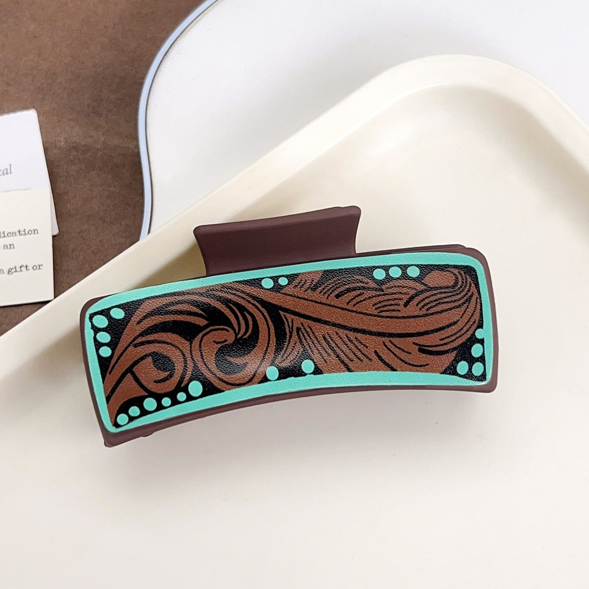 Western Cowgirl Hair Claw Clip, Retro Graphic Print
