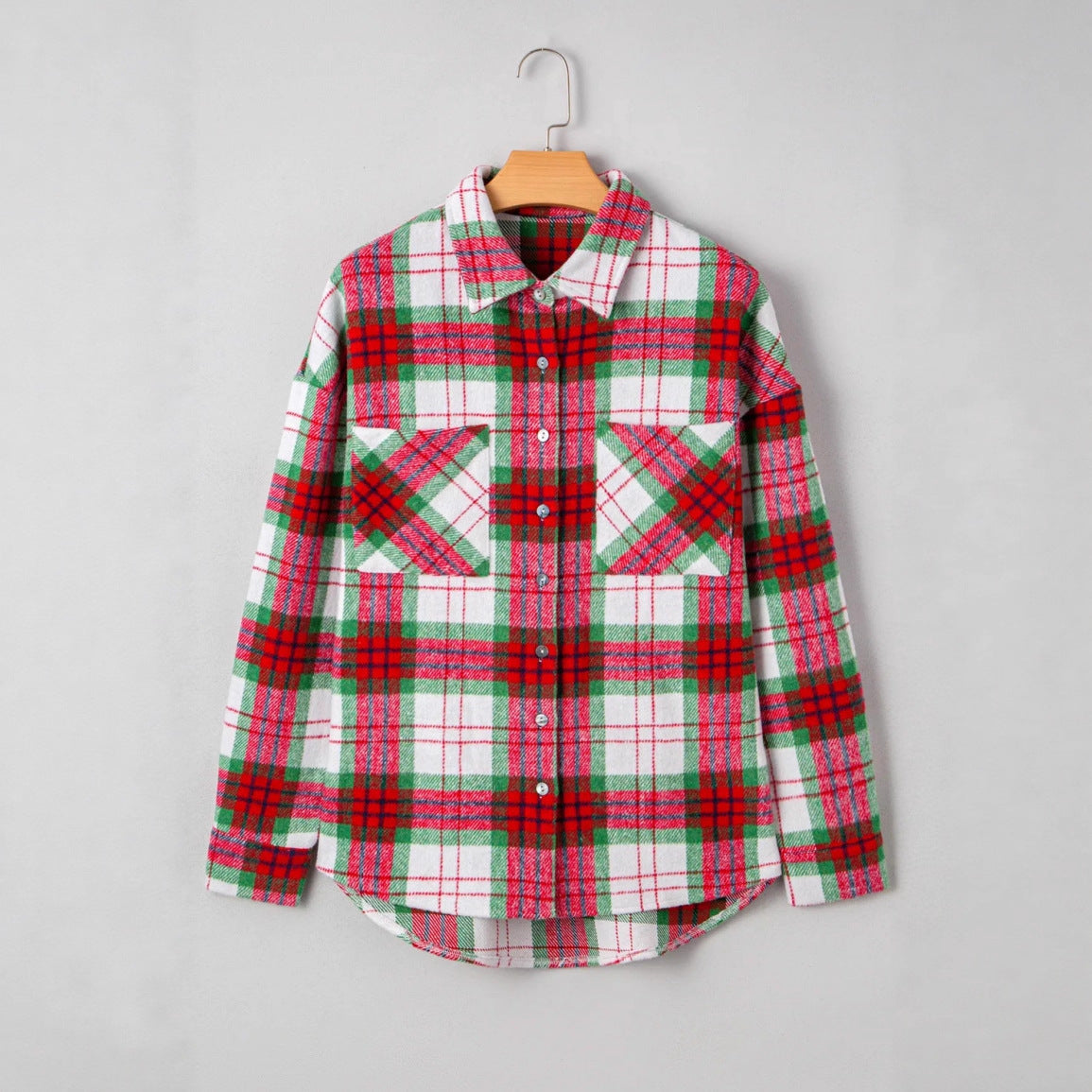 Plaid Checkered Christmas Shirt Jacket - Holiday Cozy Fit