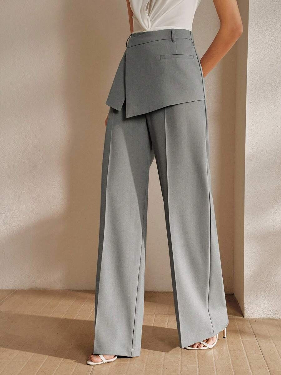 Women's High Waist Wide Leg Layered Corset Dress Pants