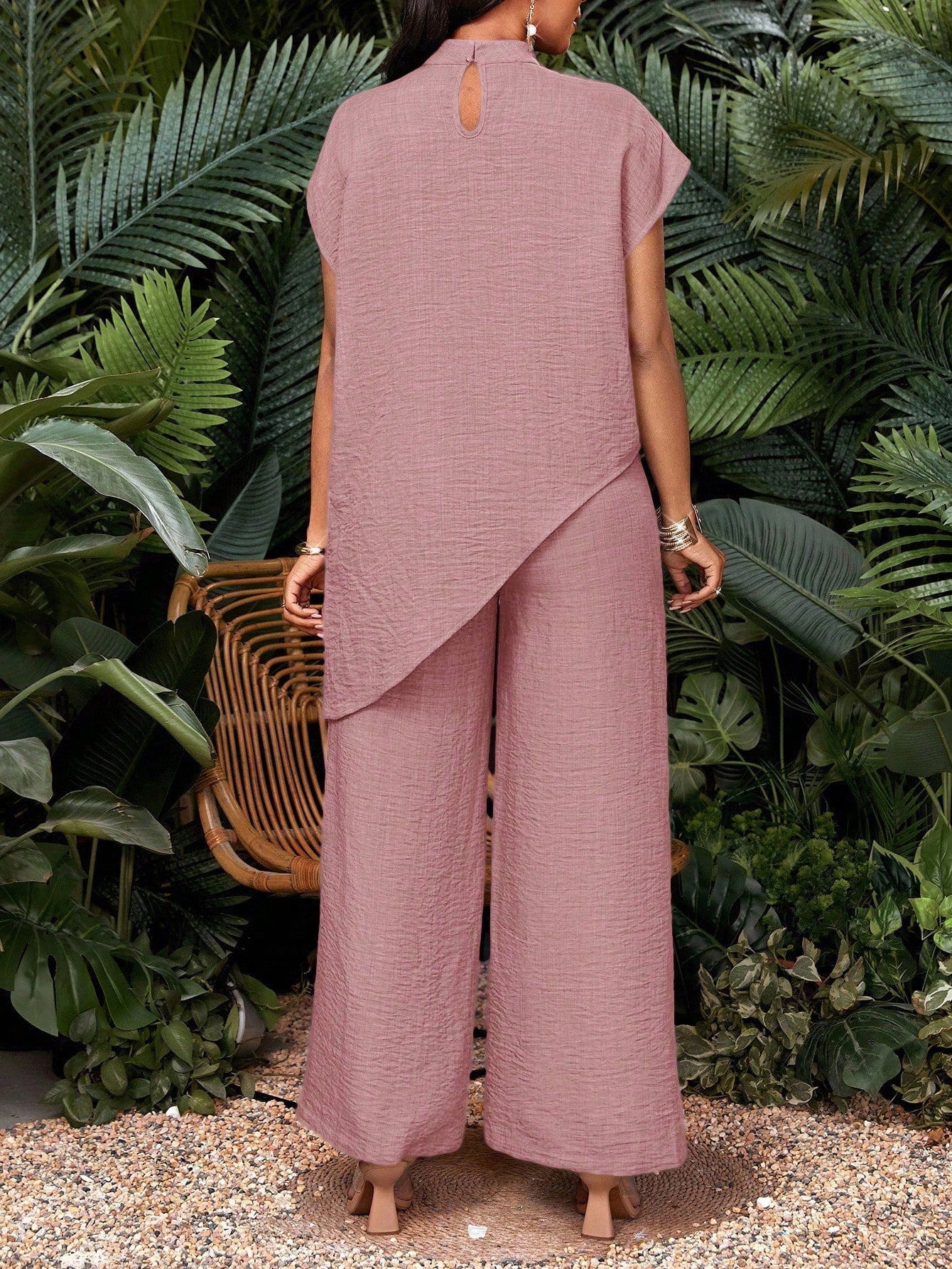 Solid Set Resort Textured Wide Leg Vacation