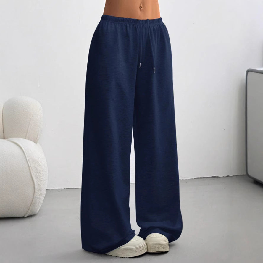 Drawstring Elastic Waist Wide Leg Casual Pants