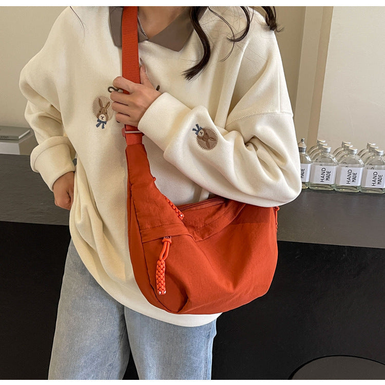 Olive Crossbody Moon Sling Bag Casual Nylon Shoulder Purse