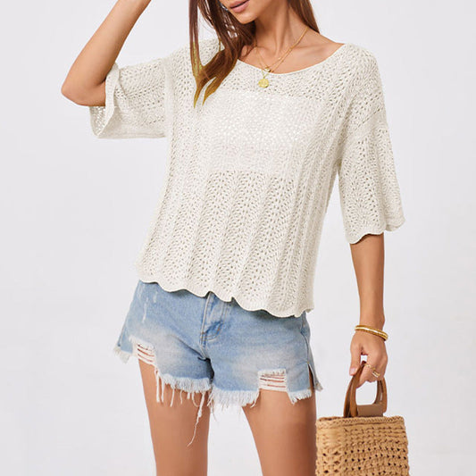 Crochet Knit Hollow Out Top Loose Summer Sweater