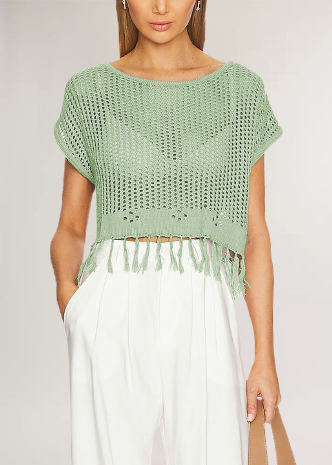 Summer Tassel Knit Top Women’s Beachwear Loose Pullover