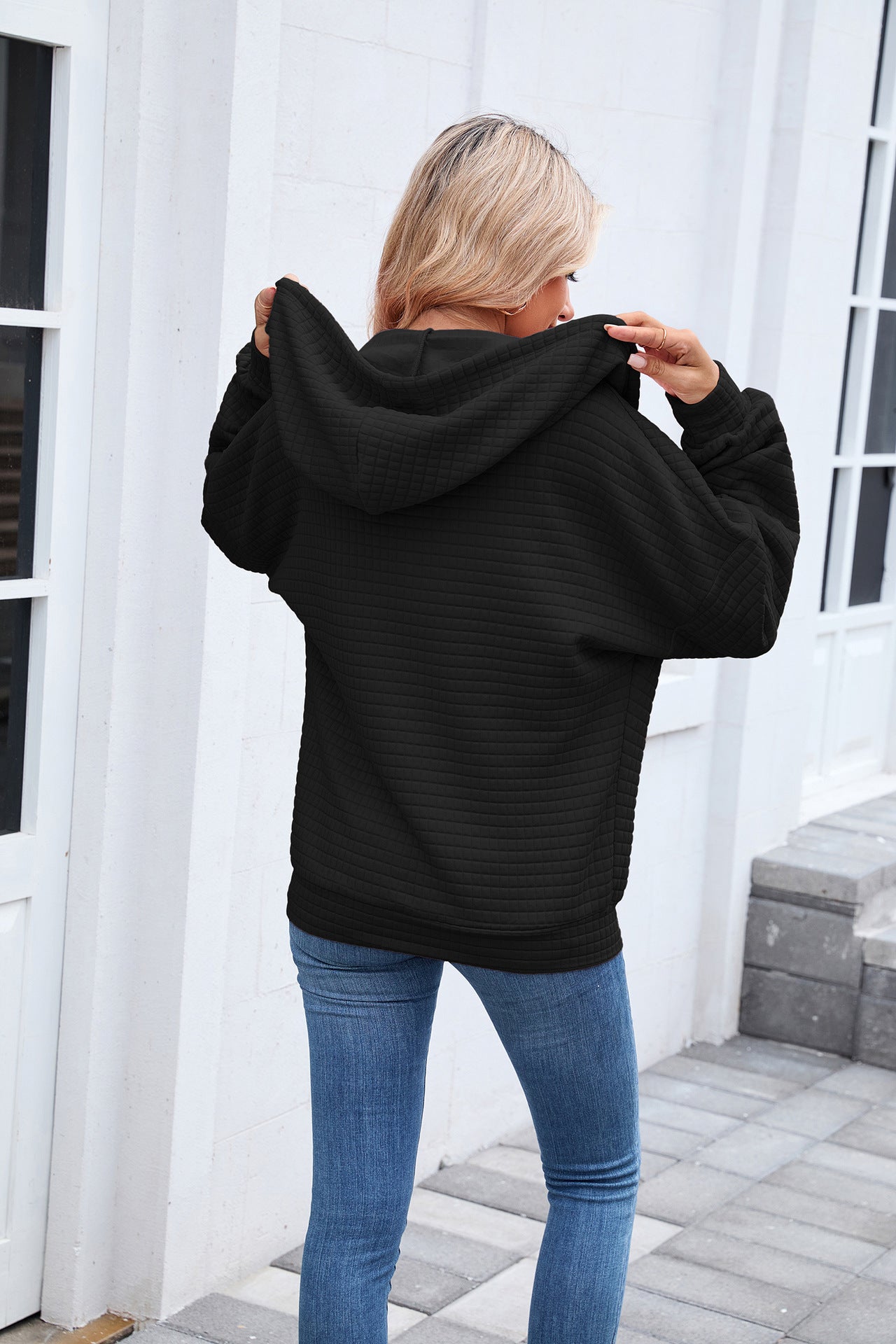 Quilted Zip-Up Hoodie Jacket | Casual Long Sleeve Sweatshirt