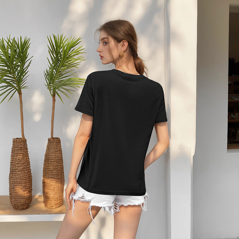 Customizable Basic Short Sleeve Tee Women Summer Casual Top