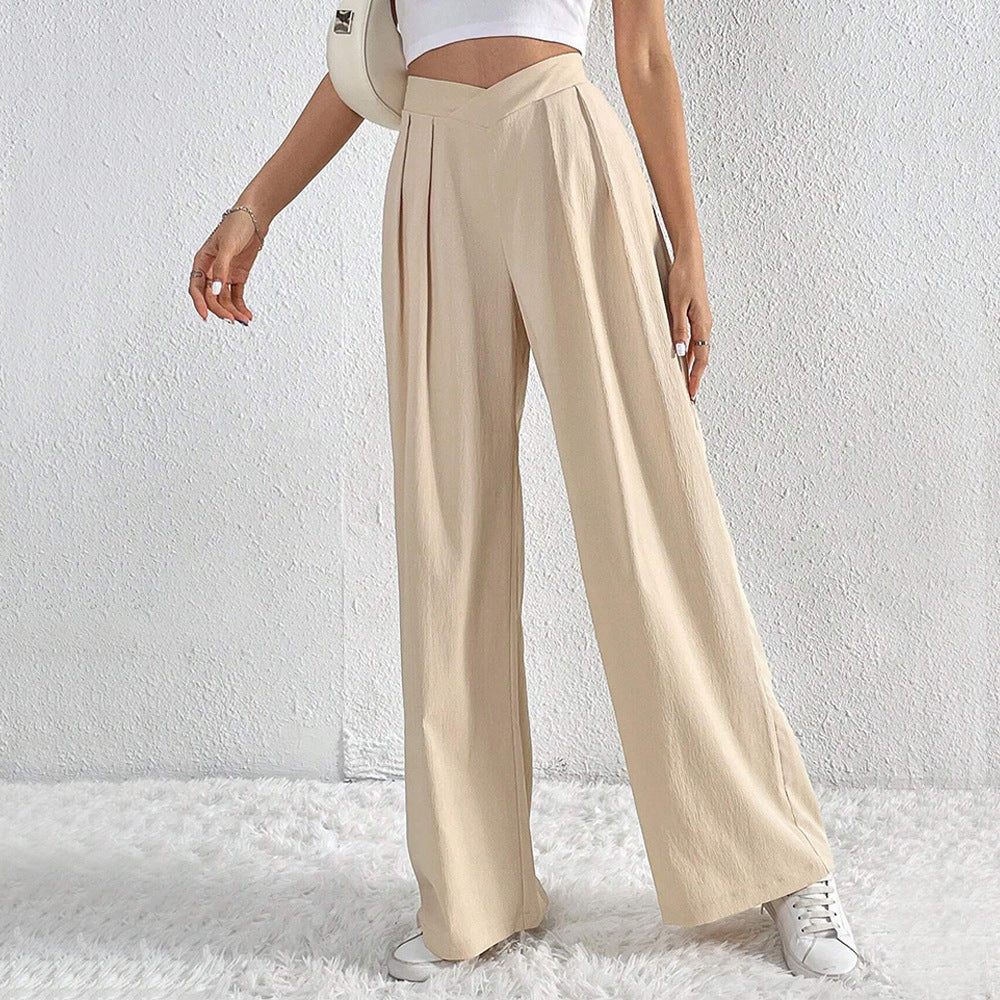 High Waist Pleated Wide Leg Palazzo Pants