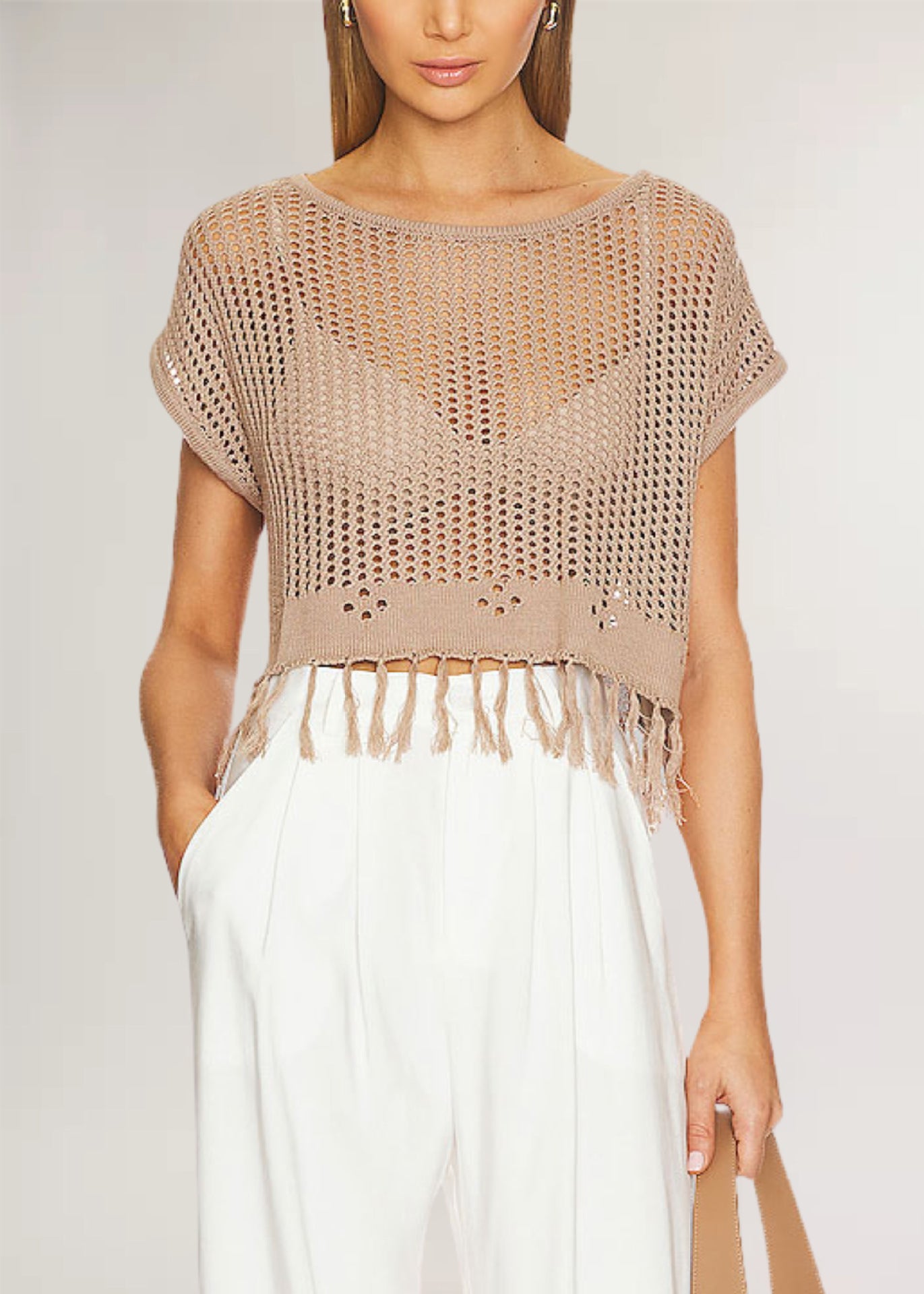 Summer Tassel Knit Top Women’s Beachwear Loose Pullover