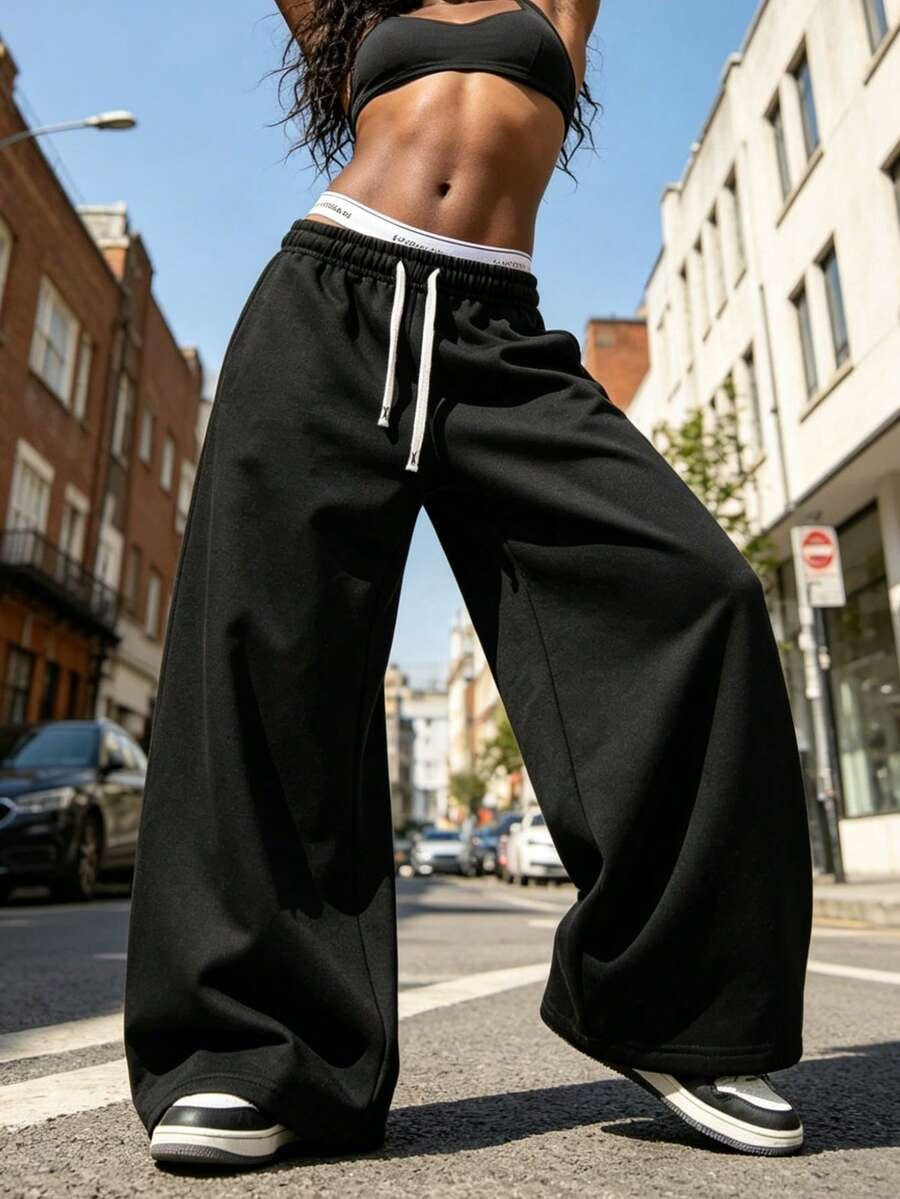 Women Baggy Wide Leg Sweatpants High Waist Cotton Joggers