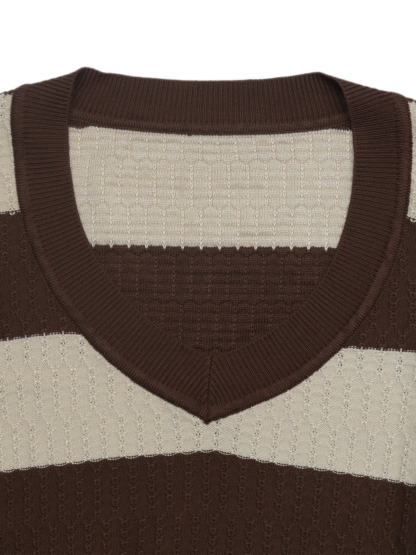 Striped V Neck Knit Sweater Slim Fit Long Sleeve Top