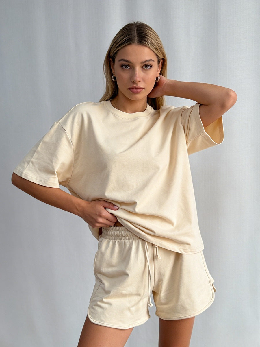 Two Piece Shorts Set, Oversized Tee & Drawstring Shorts