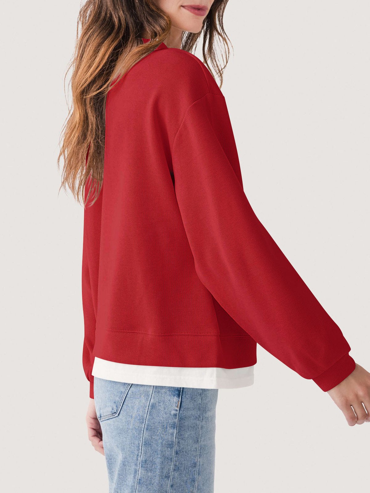 Women's Oversized Color Block Crewneck Sweatshirt