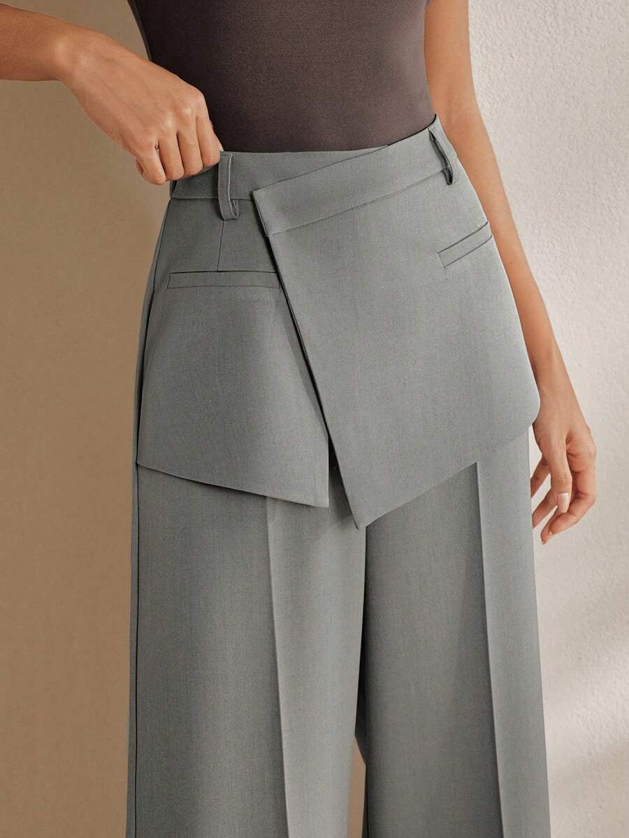 Women's High Waist Wide Leg Layered Corset Dress Pants