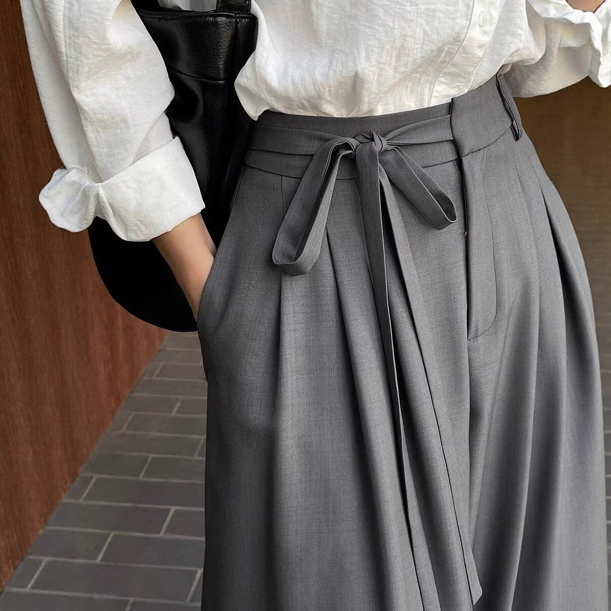 Women's Vintage Tie Waist Wide Leg Palazzo Pants