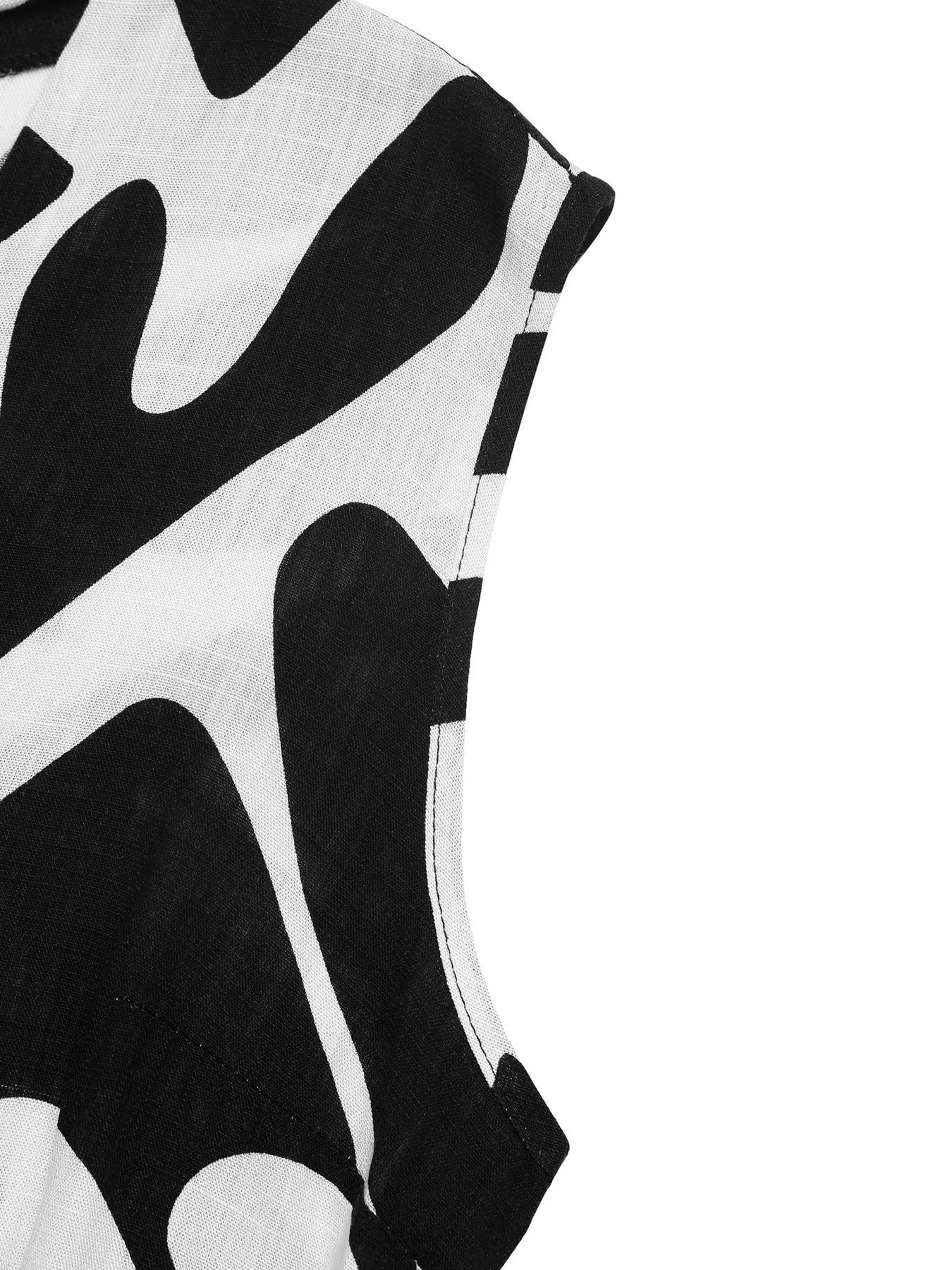 Bold Leaf Print Sleeveless V-Neck Summer Jumpsuit