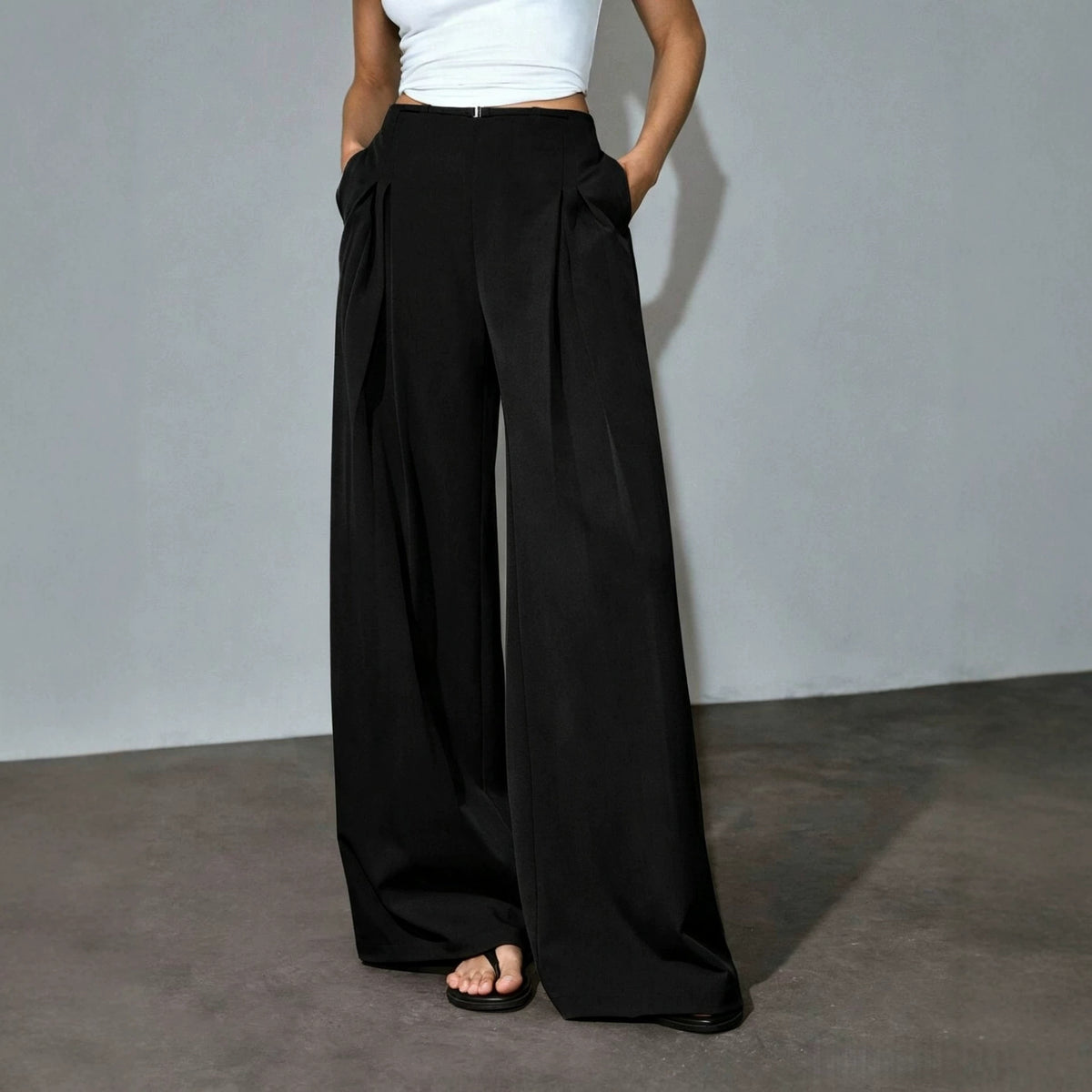 Women's Pleated Wide Leg Business Dress Pants