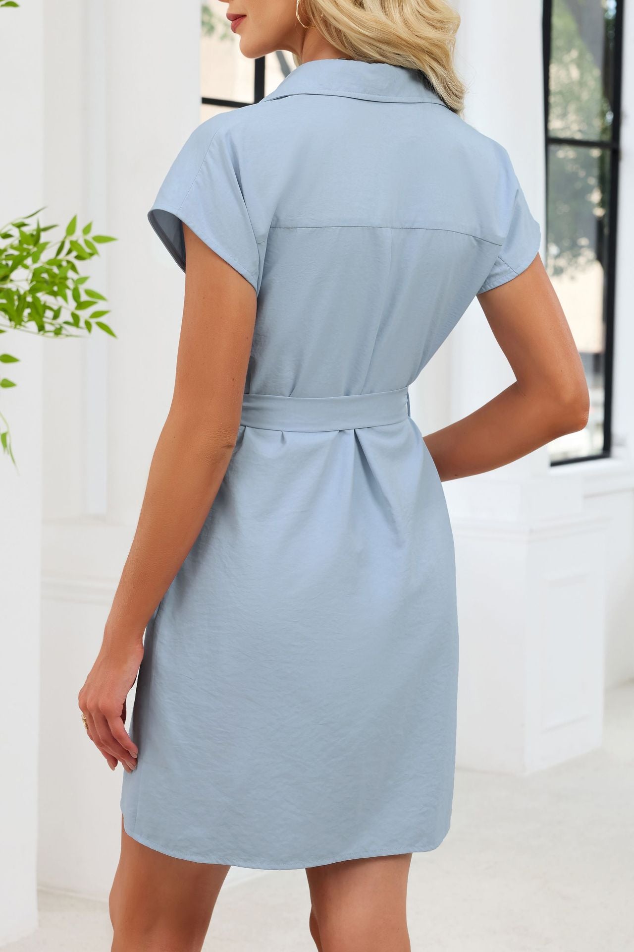 Belted Shirt Dress Button Down Casual Summer Dress