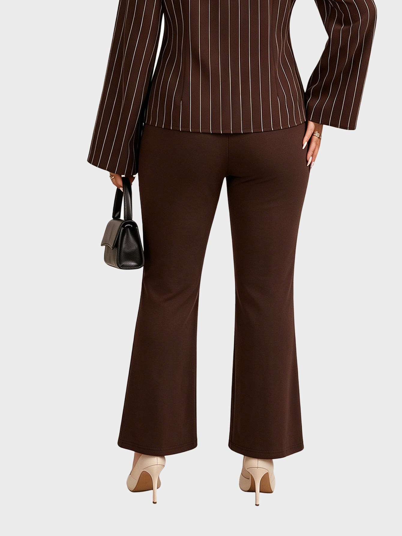 Solid Ribbed Knit Pants Wide Leg Casual High Waist Trendy