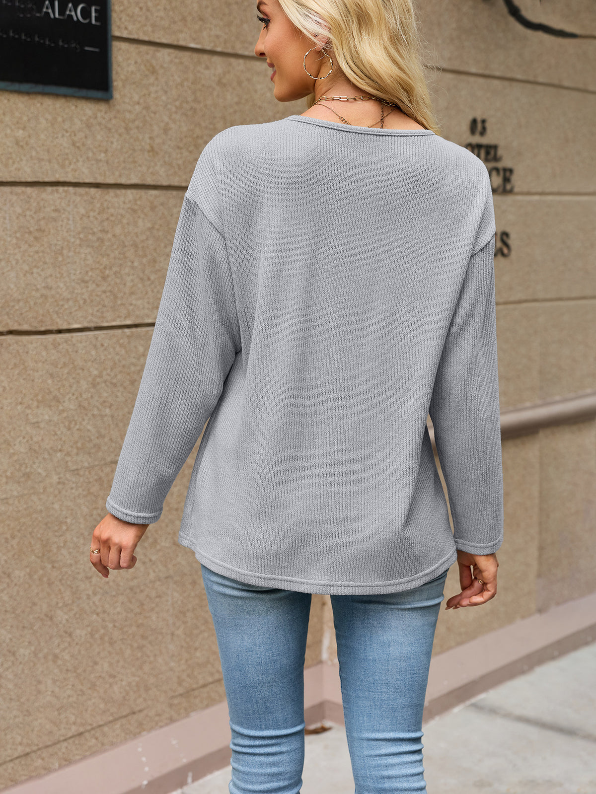 Women's Long Sleeve V Neck Button Front Loose Knit Cardigan