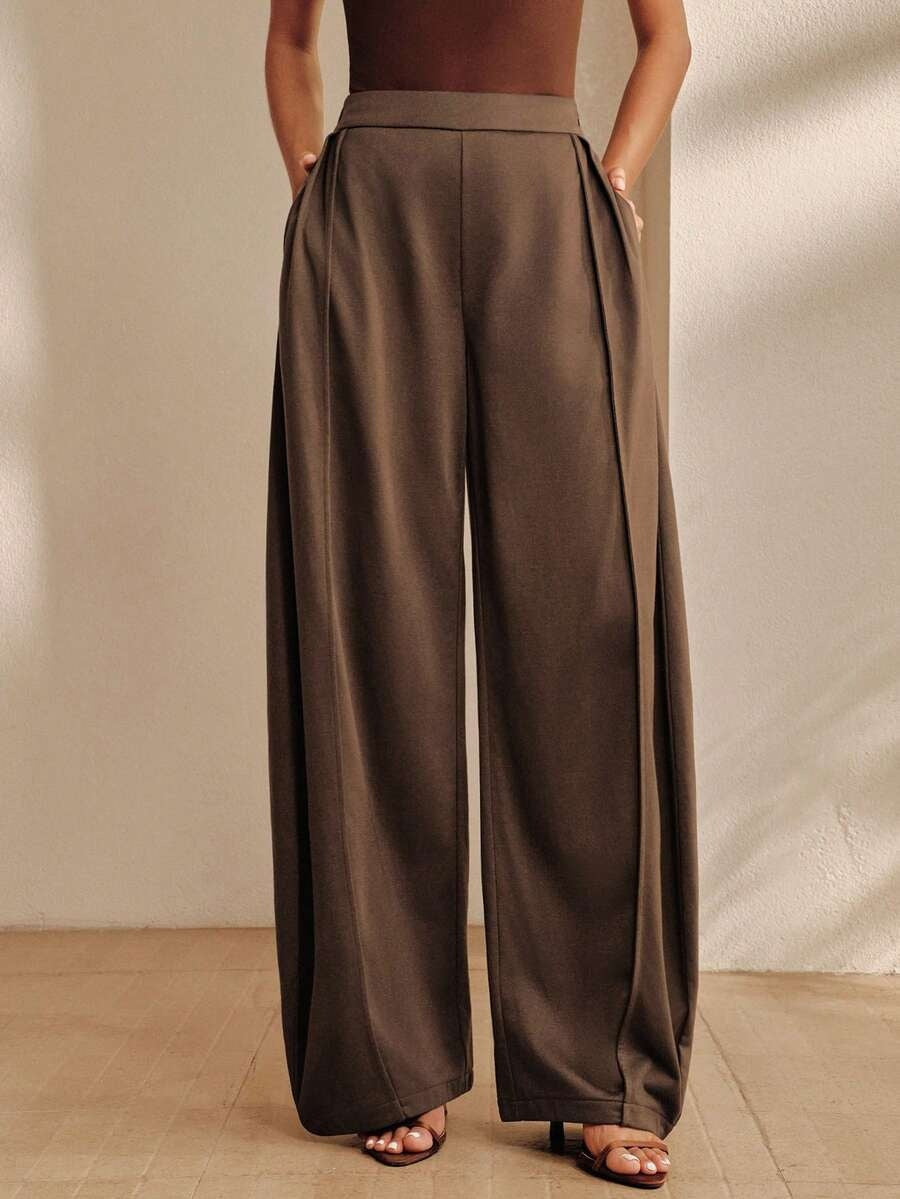 Women's High Waist Baggy Wide Leg Cotton Casual Pants