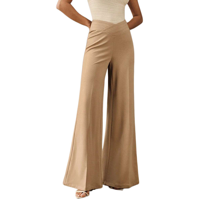 High Waisted Crossover Flare Pants Women Wide Leg Trousers