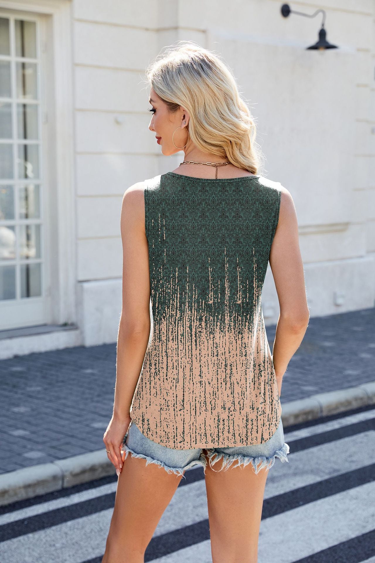 Tie Dye Style Casual Tank Top for Daily Wear