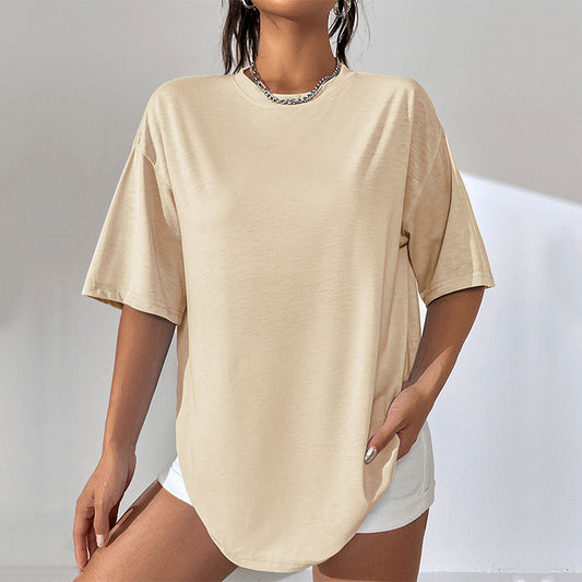 Oversize Casual Solid Short Sleeve Round Neck T Shirt