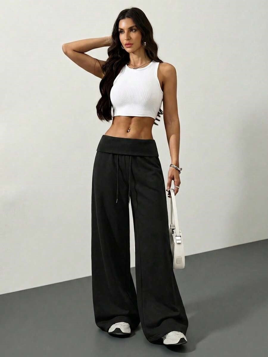 Women's High Waist Wide Leg Sweatpants Drawstring Pants