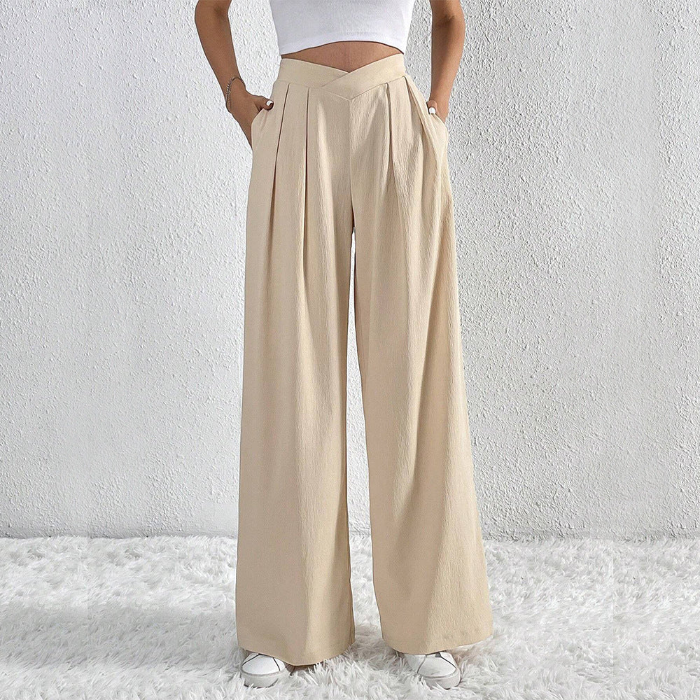 High Waist Pleated Wide Leg Palazzo Pants