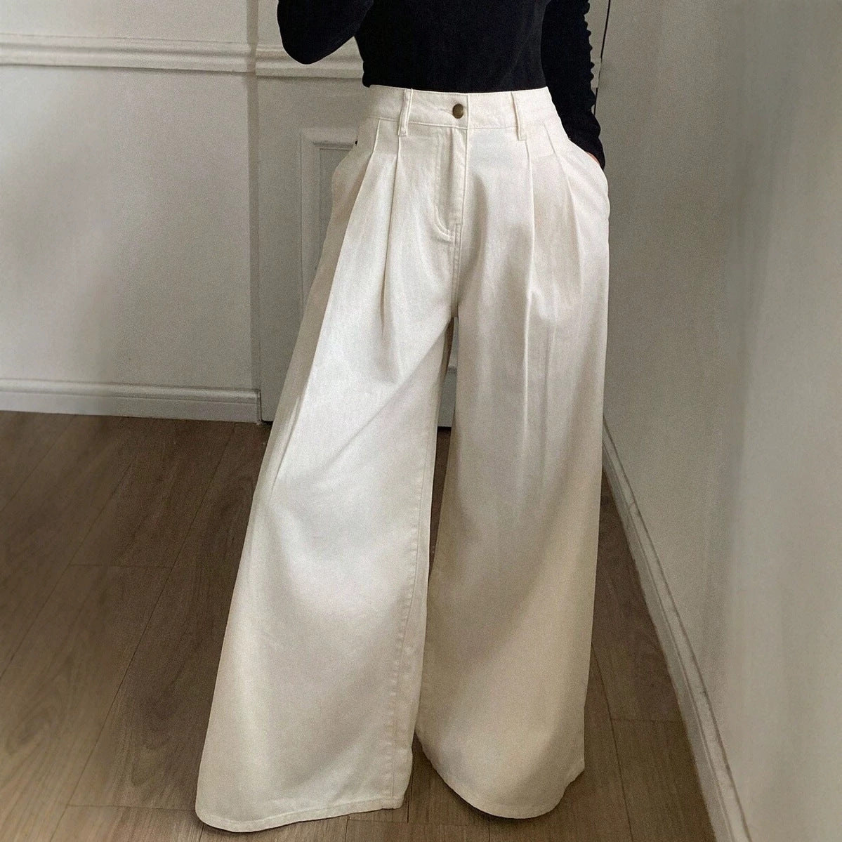 Women's High Waisted Wide Leg Baggy Jeans Casual Cotton