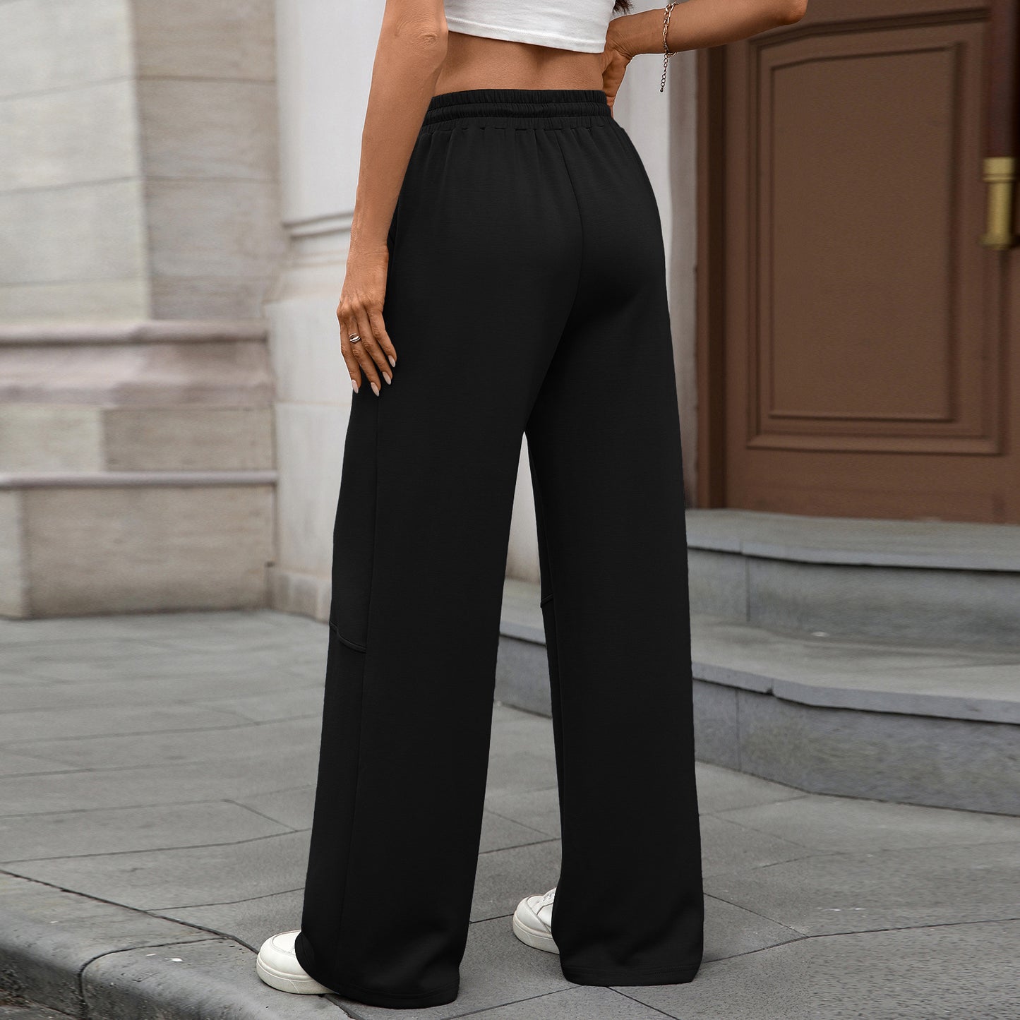 High-Waist Drawstring Wide-Leg Pants | Comfortable Casual Trousers