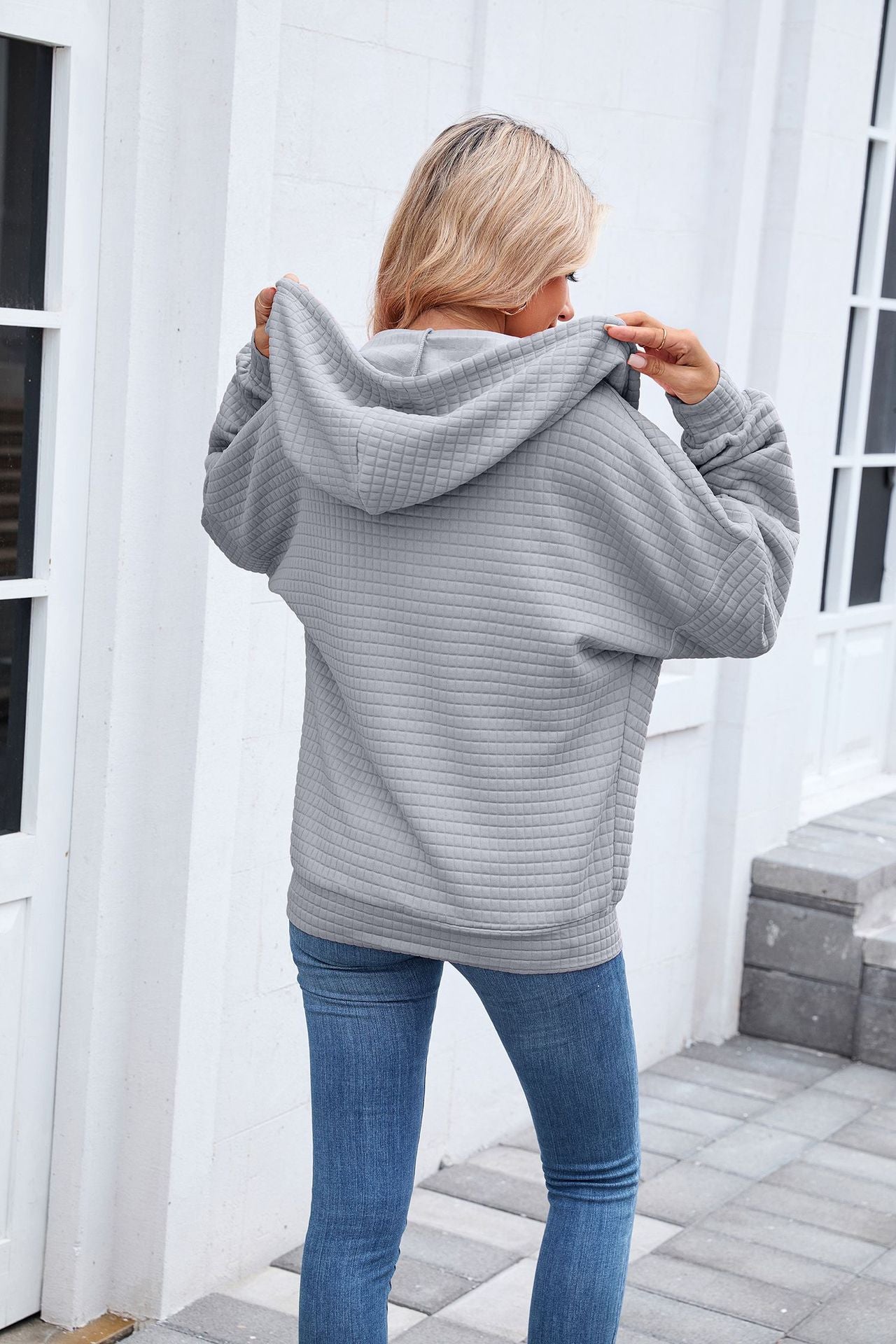 Quilted Zip-Up Hoodie Jacket | Casual Long Sleeve Sweatshirt