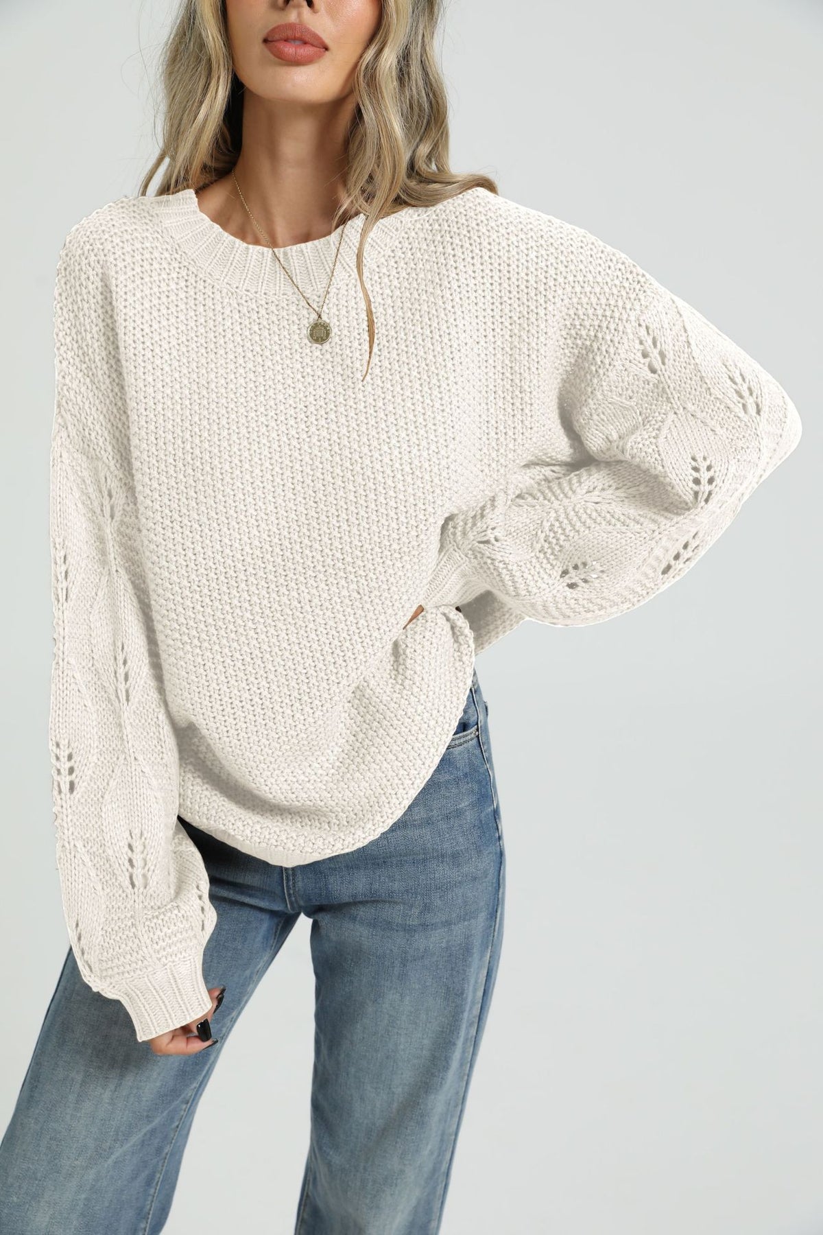 Women's Oversized Chunky Knit Crew Neck Pullover Sweater