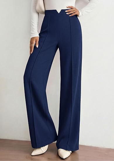 Wide Leg Dress Pants Women High Waist Flowy Trousers