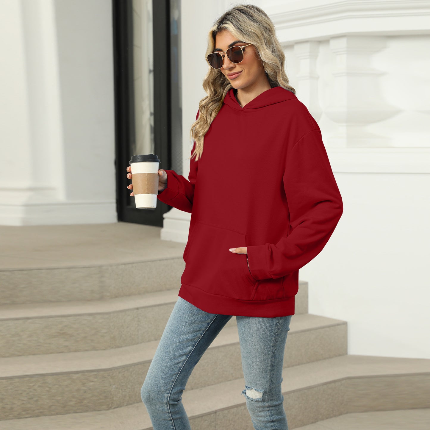 Oversized Hooded Pocket Pullover Sweatshirt