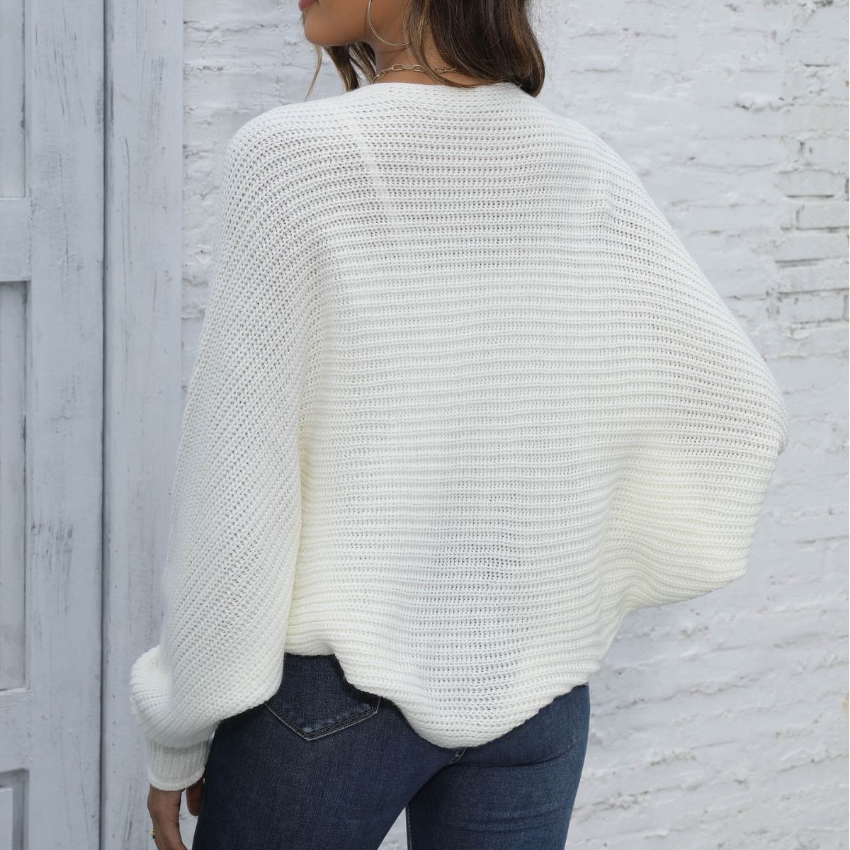 Women's Cropped Batwing Shrug Open Front Knit Cardigan