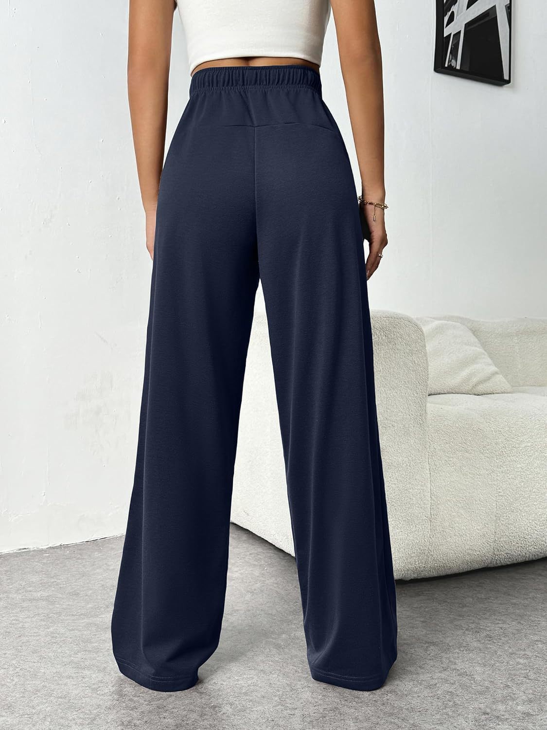 Wide Leg Sweatpants High Waisted Drawstring Lounge Pants