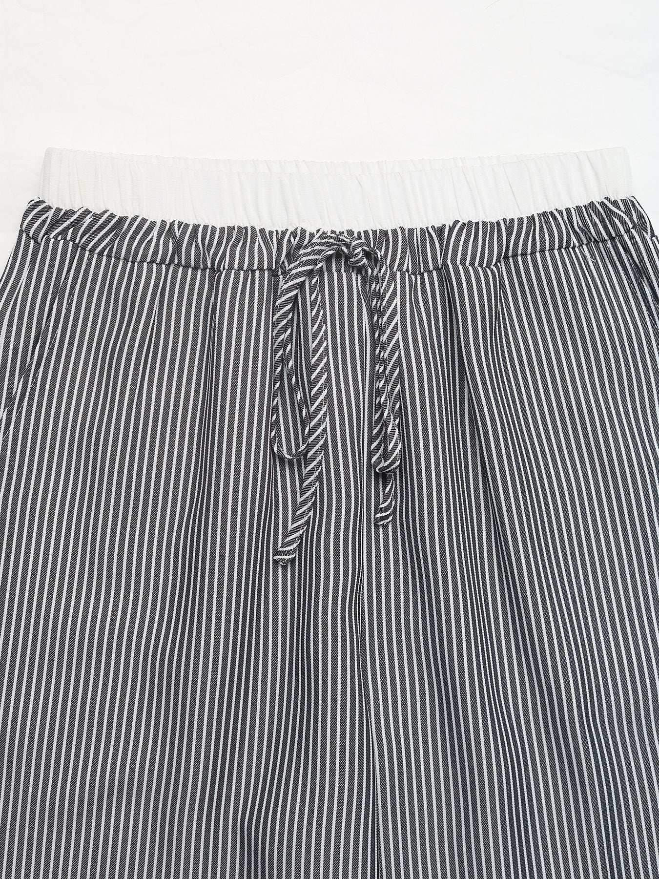 Striped Wide Leg Pants High Waist Casual Long Trousers