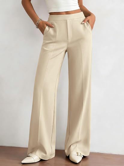 Women's High Waisted Wide Leg Dress Pants with Pockets