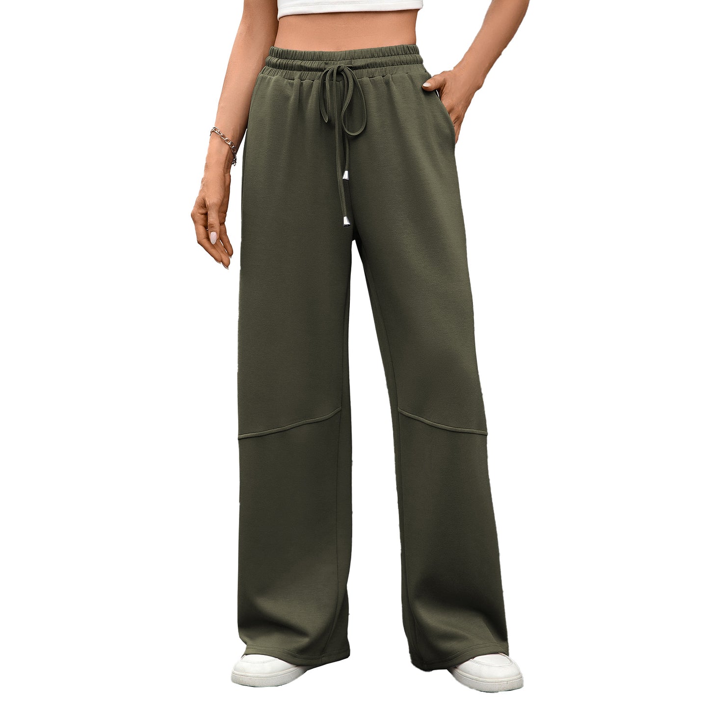 High-Waist Drawstring Wide-Leg Pants | Comfortable Casual Trousers