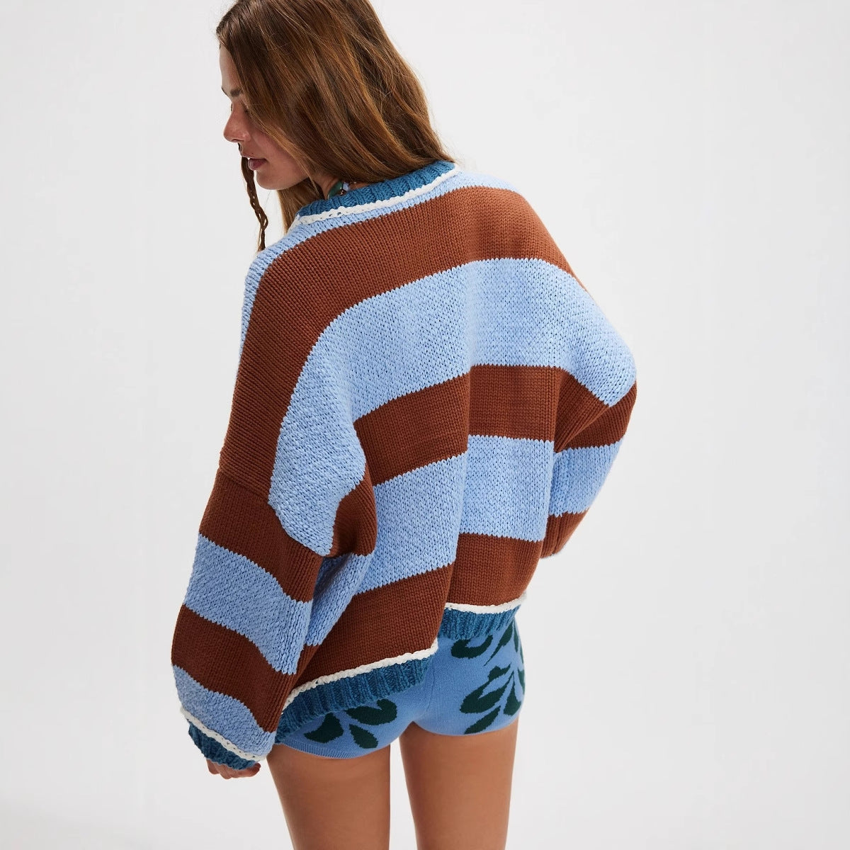 Colorblock Striped Knit Sweater | Oversized Pullover Top